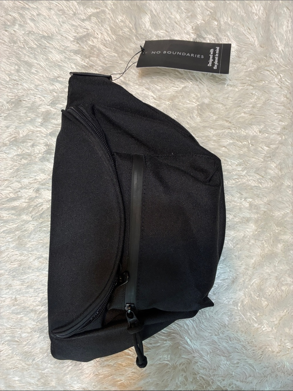 No Boundaries Black Fanny Pack with Front Zip